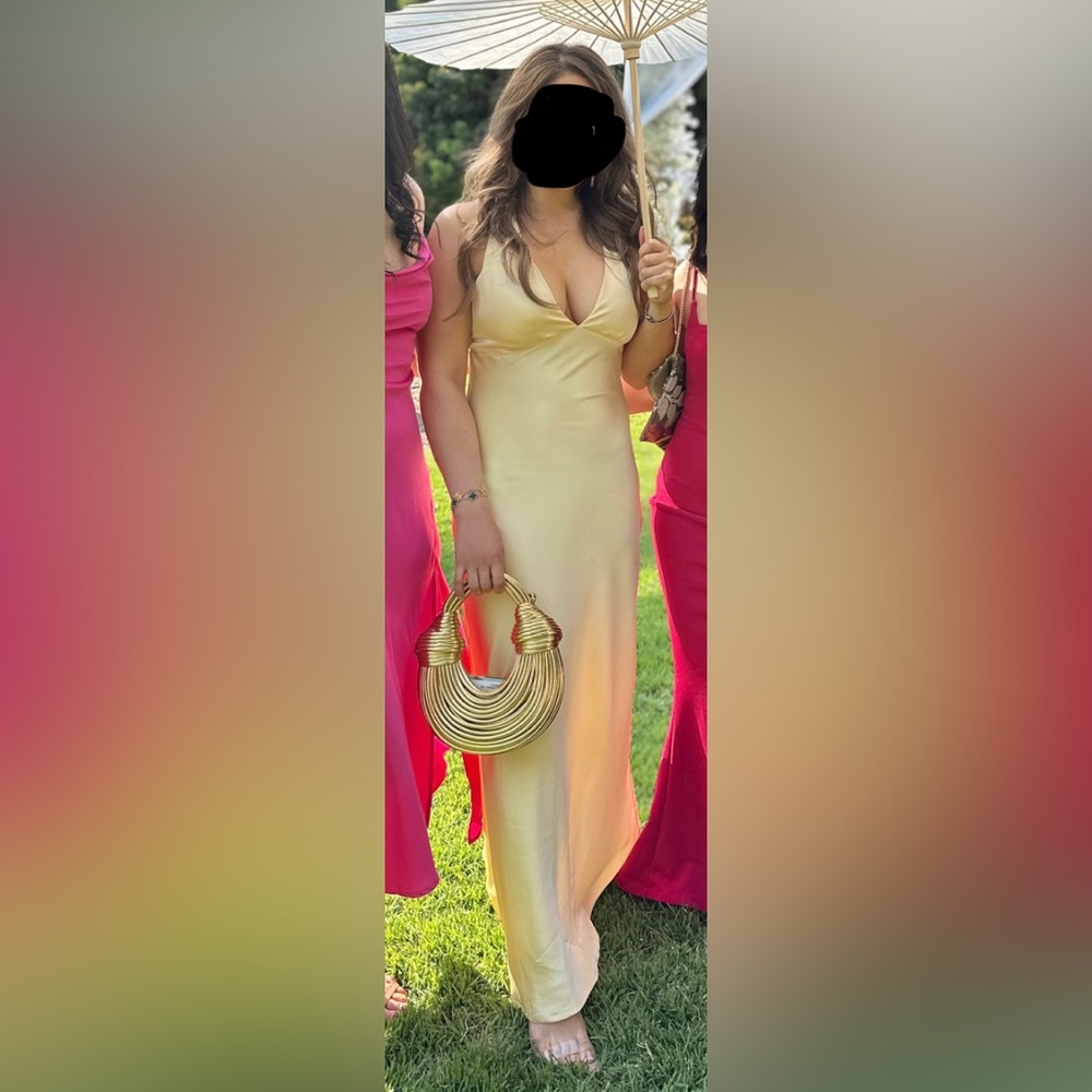 Showpo Khalani Elegant Butter Yellow Satin Midi Maxi Dress - Picture 6 of 6
